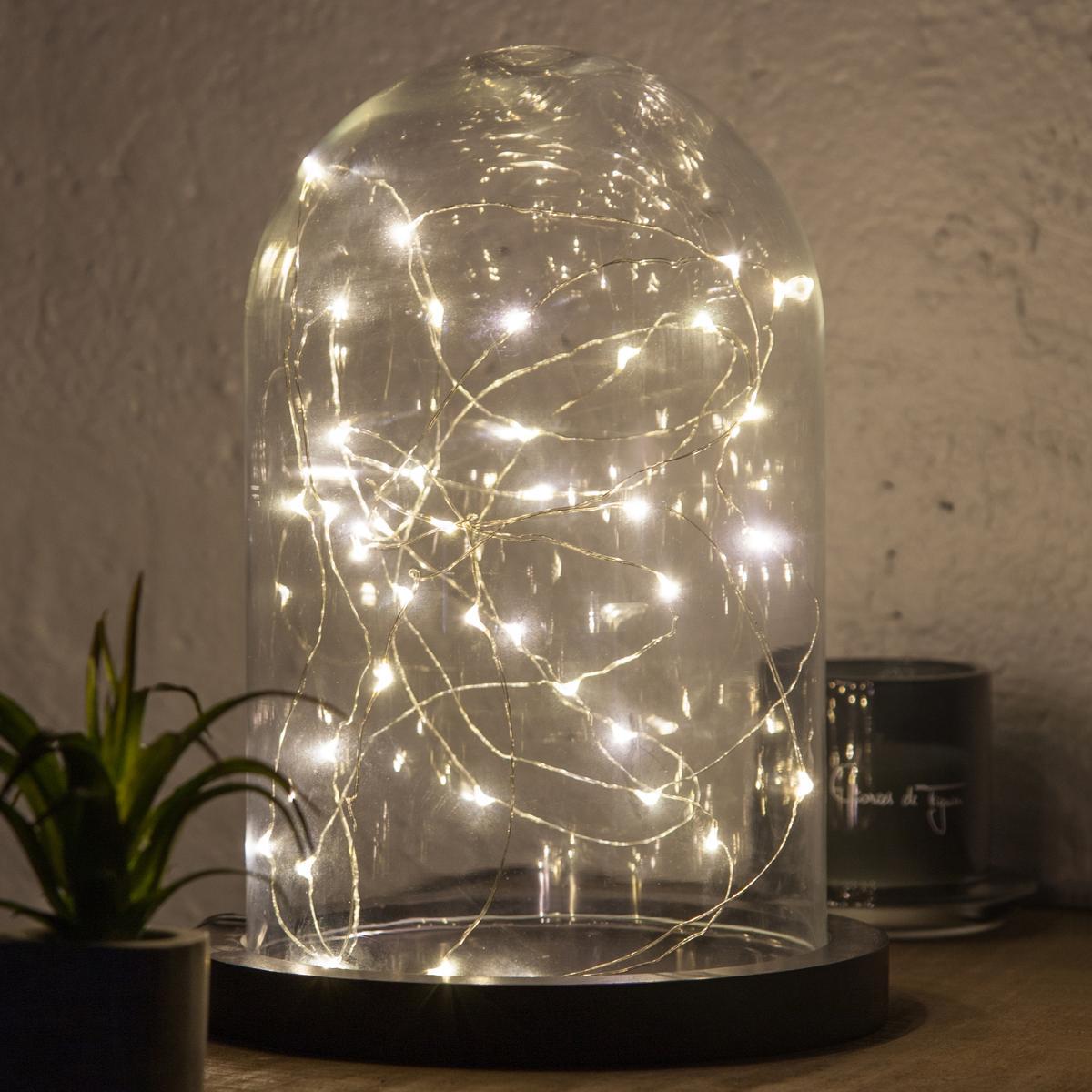 GUIRLANDE 40 MICROLED CHROME BLANC CHAUD