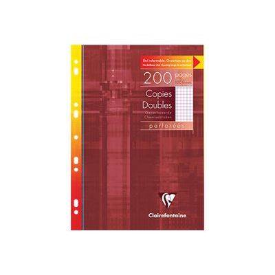 Clairefontaine - copies doubles - 200 pages - A4 - petits carreaux (5x5 mm) avec marge - perforées