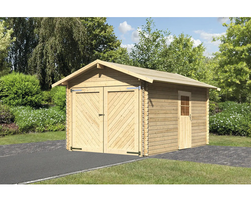 Houtgarage Karibu 28 mm 338 x 489 cm naturel