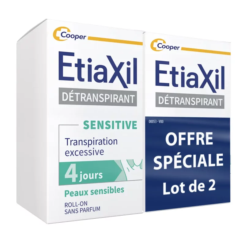 ETIAXIL Déodorant Détranspirant Peaux sensibles 2X15ml