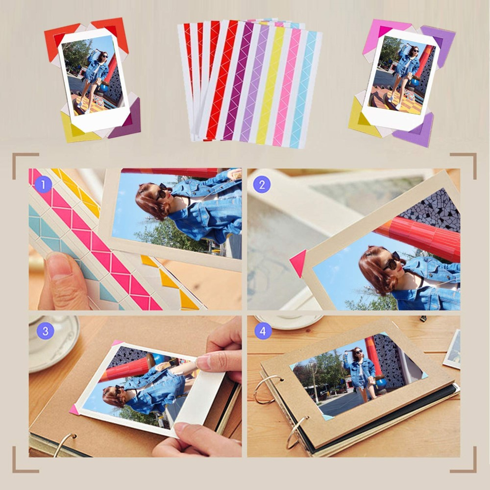 (10-tlg. Set) Fujifilm Instax Mini 12 / 11 / 9 / 8 Kamera Kit mit Leder Tragetasche / Foto Album / Fotorahmen / Sticker / Schultergurt - Blau