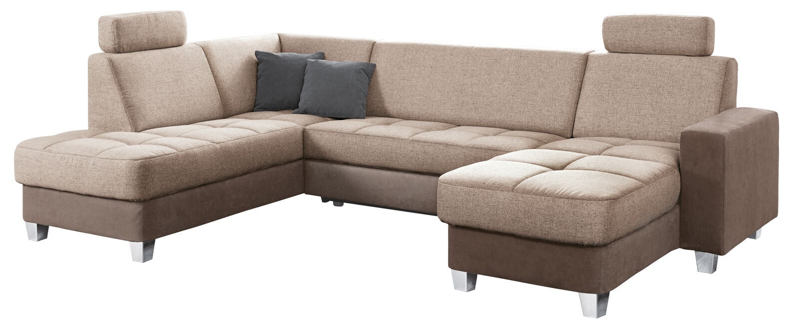 GIOVANNI d'Alberto Wohnlandschaft 165 x 301 x 198 cm Stoffbezug beige/braun