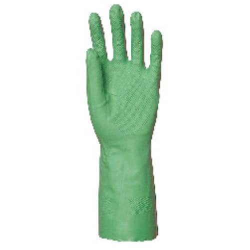 Gant de protection chimique nitrile vert flocké coton 32cm taille 10