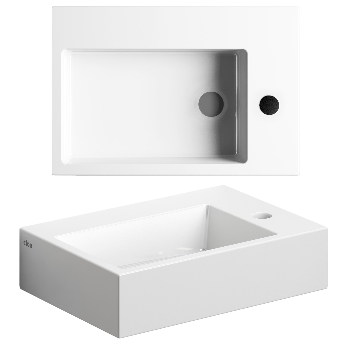 Clou Flush 2 Plus keramische fontein 43cm met kraangat wit glans