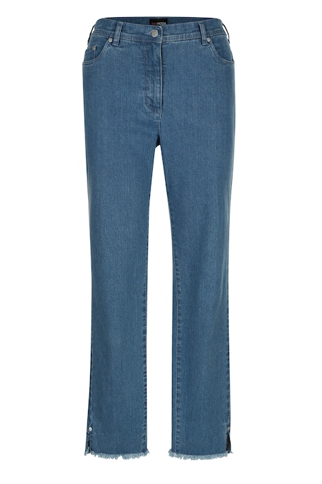 Jeans, Slim Fit, Fransensaum mit Schlitz, 5-Pocket