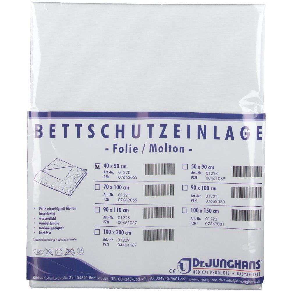 Dr. Junghans® Bettschutzeinlage Folie/Molton 40 cm x 50 cm