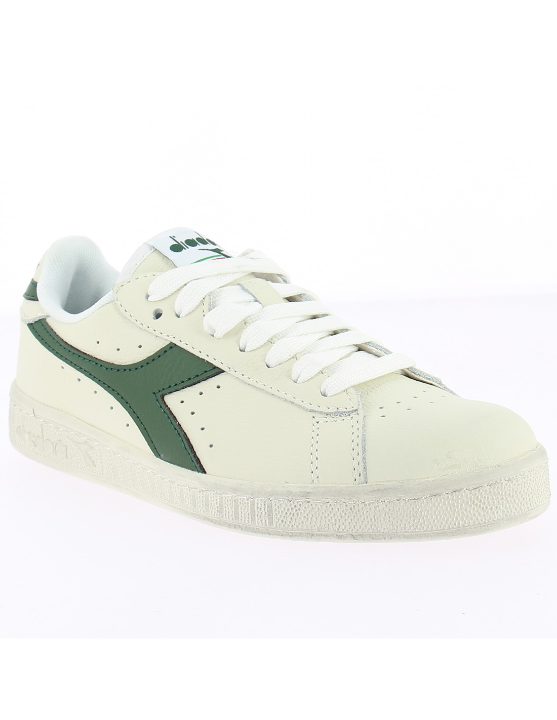 diadora Sneakers mixte game l low waxe cuir blanc/vert