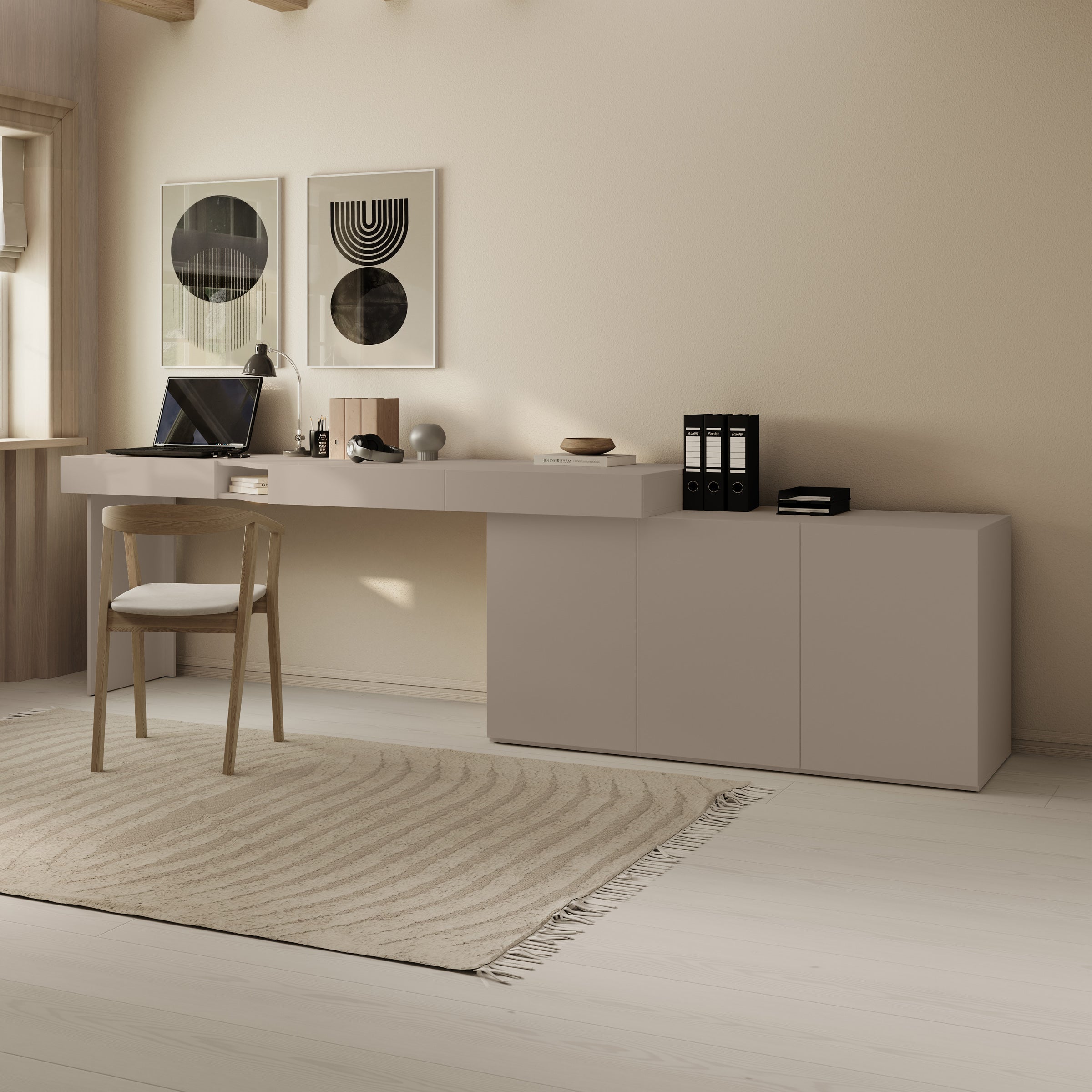 Meubella - Whenua - Bureau links - Beige - 301x55x79 cm