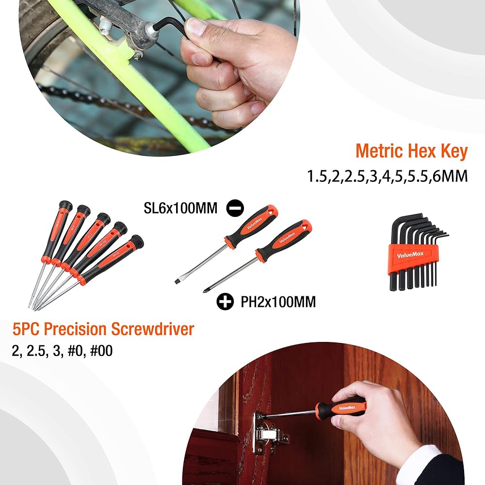 ValueMax Kit d'Outils 219 Pièces avec Sac Durable, Caisse à Outils Complete pour Bricolage, Réparation et Entretien Domestique : Bricolage