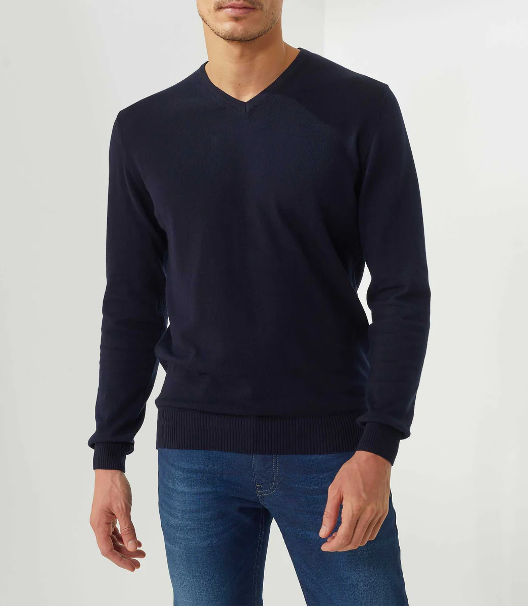 Pull col V marine 