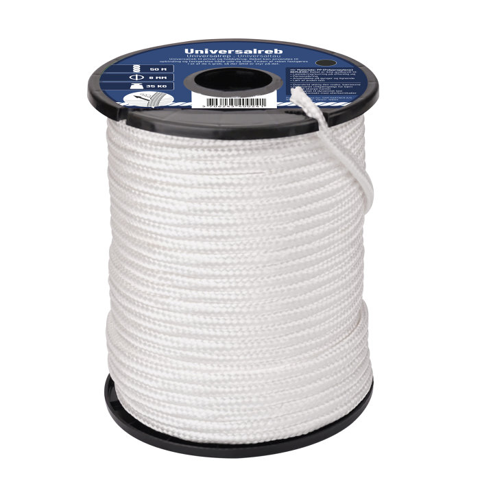 Reb universal Ø8 mm x 50 meter hvid