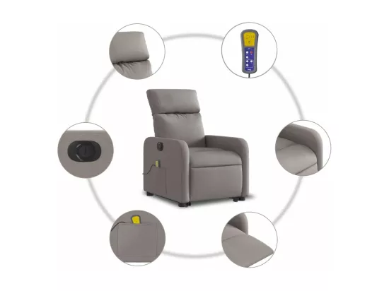 Fauteuil inclinable massant électrique Taupe Tissu