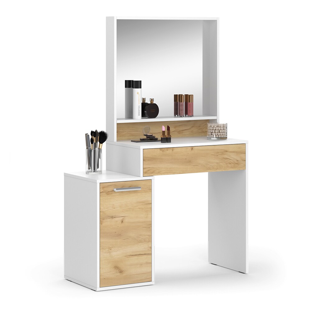 Vicco Schminktisch Altea mit Spiegel 95 x 145 cm Weiß-Eiche Frisiertisch modern