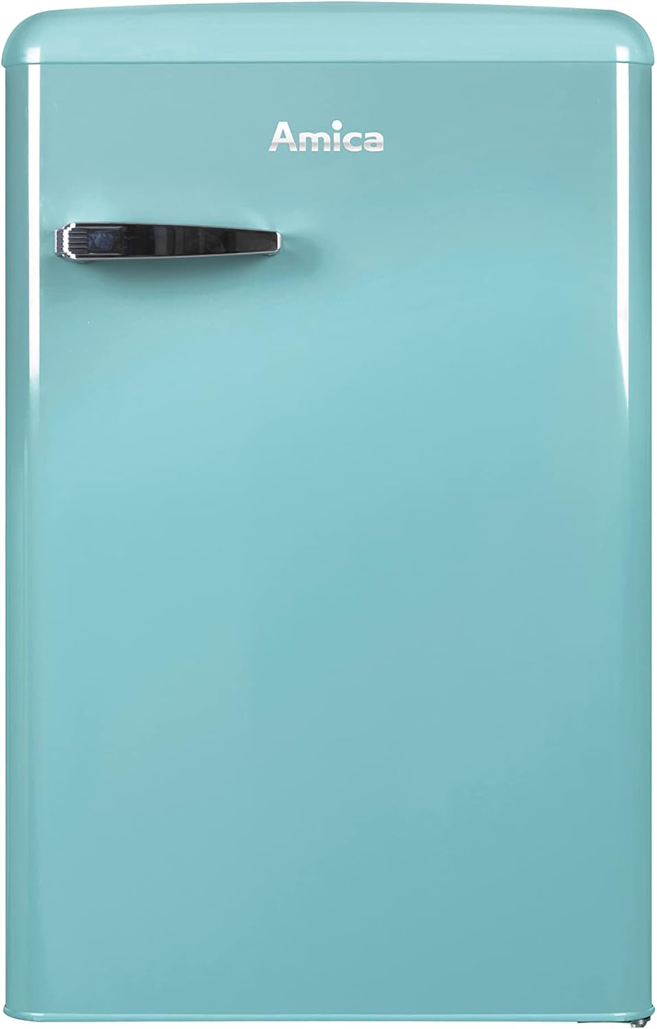 Amica VKS 15622-1 T Retro Vollraum-Kühlschrank / Ice Blue / 88cm (H) x 55cm (B) x 62cm (T) / Retro-Design / Mini-Kühlschrank