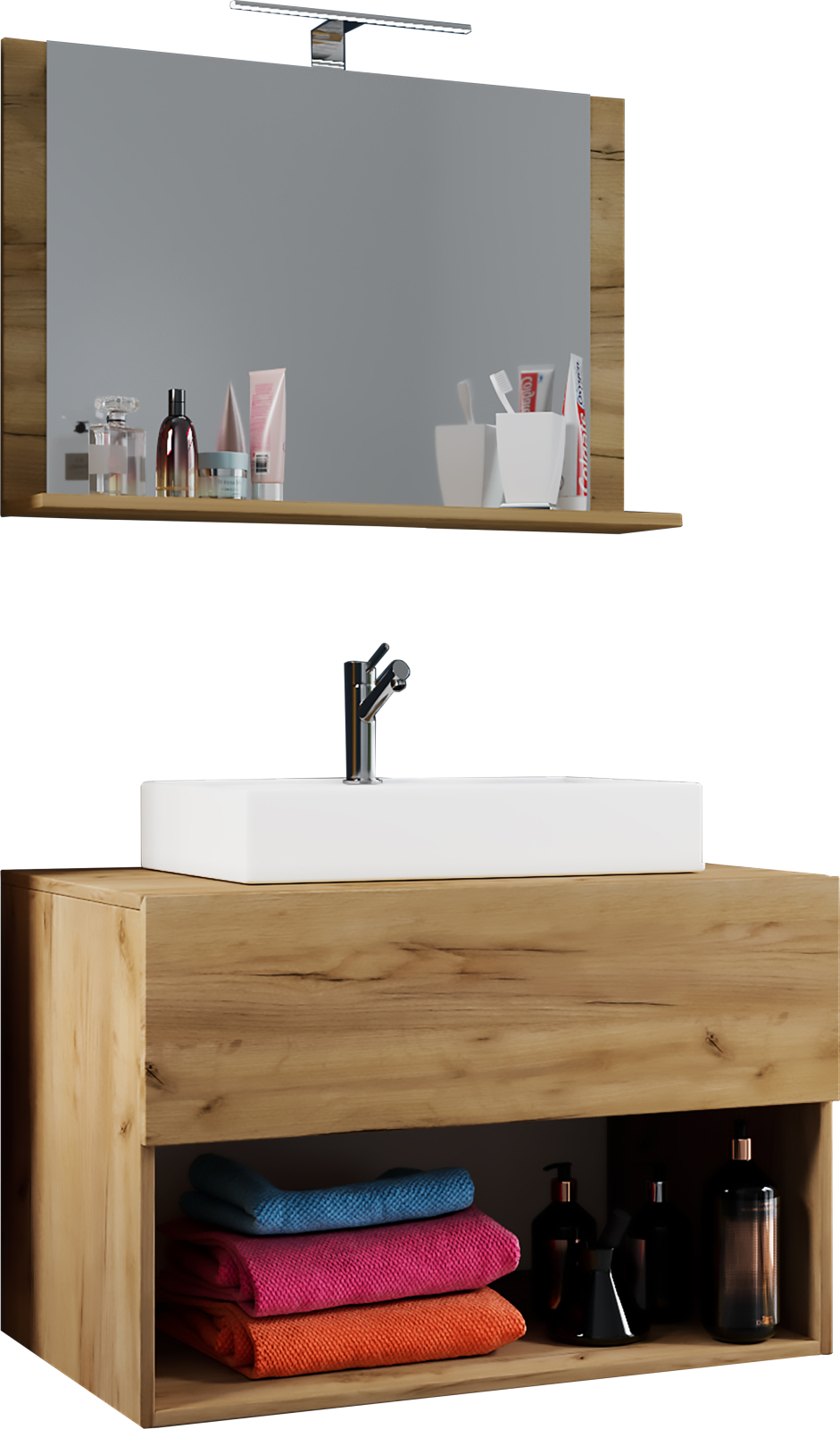3-teiliges Badmöbel-Set LENDAS II - Honig Eiche - 80 cm