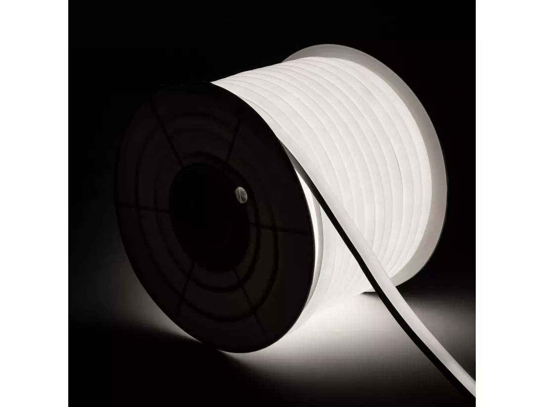 Bobine Gaine Néon LED Flexible Dimmable 7.5W/m 220V AC 120 LED/m 50m Semi-circulaire 180° Blanc Froid IP67 Coupe Tous les 100cm 6000K Blanc froid