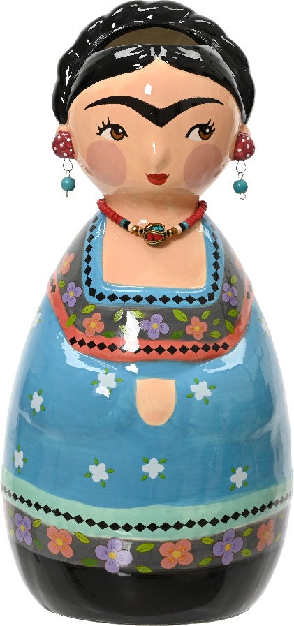 Decoris vaas Frida blauw 14,8 x 14,8 x 3,8 cm