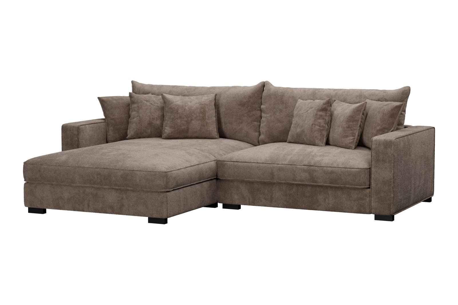 Rossi Lux 2-seter med XL sjeselong venstre Tekstil Genesis 6 Mink, arm B med sorte ben. Lux Komfort.