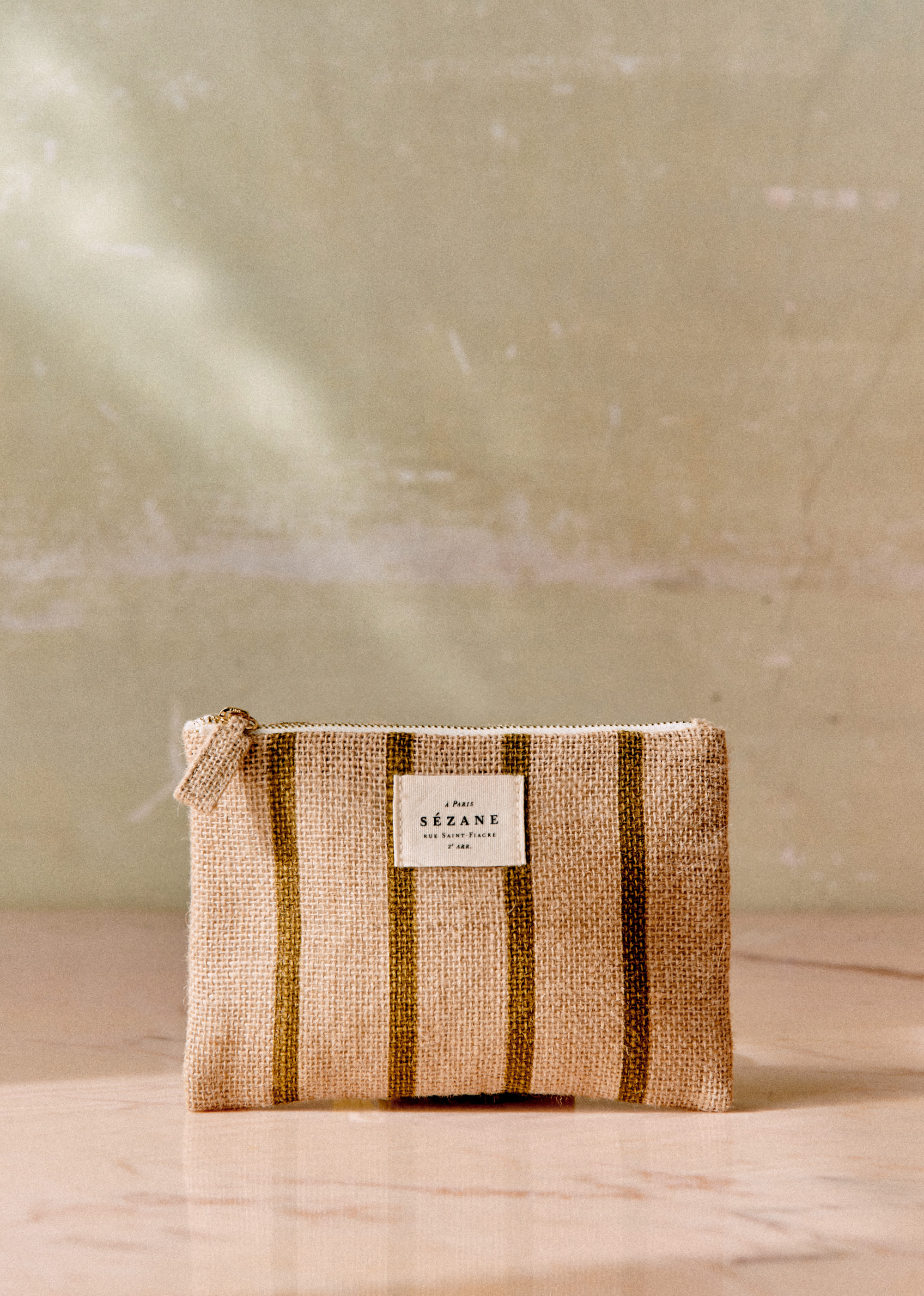 Petite Pochette Plate Jute - Rayures kaki - LES COMPOSANTES/DÉCOUVRIR 5906730