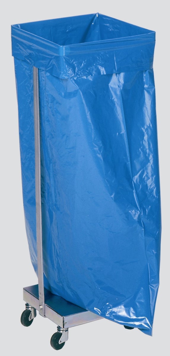 PROREGAL Compacte afvalbak met 2 stangen, verrijdbaar met wielen, 120 liter, hxbxd 66,5 x 33 x 29 cm, staal, grijs