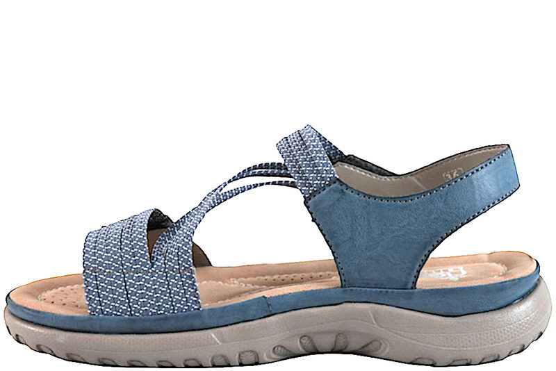 RIEKER SANDAL I BLÅT PU OG TEKSTIL