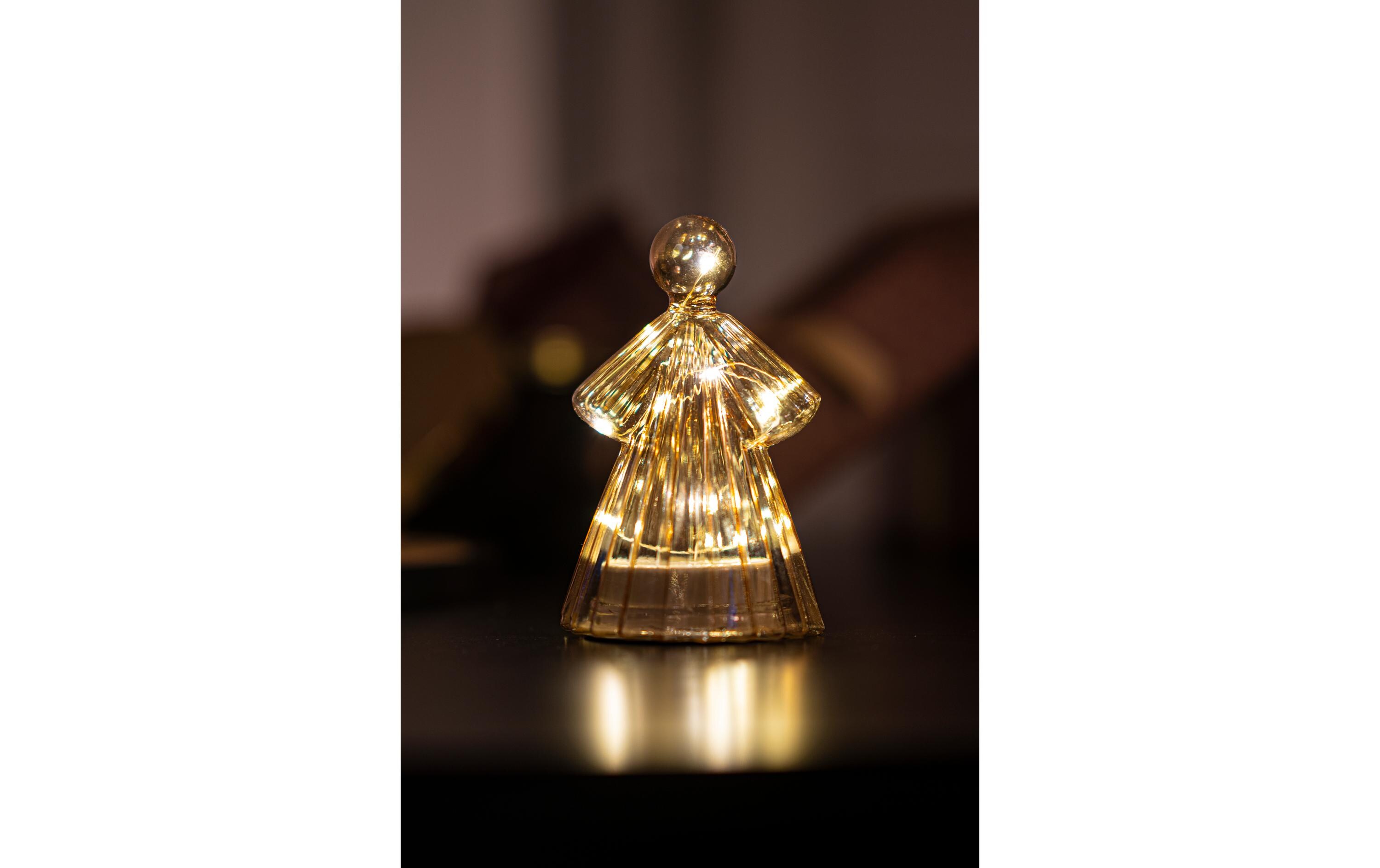 Tischdeko Albert, Ø 9.5 x H 15 cm, BraunWeihnachtliche LED-Dekoration
