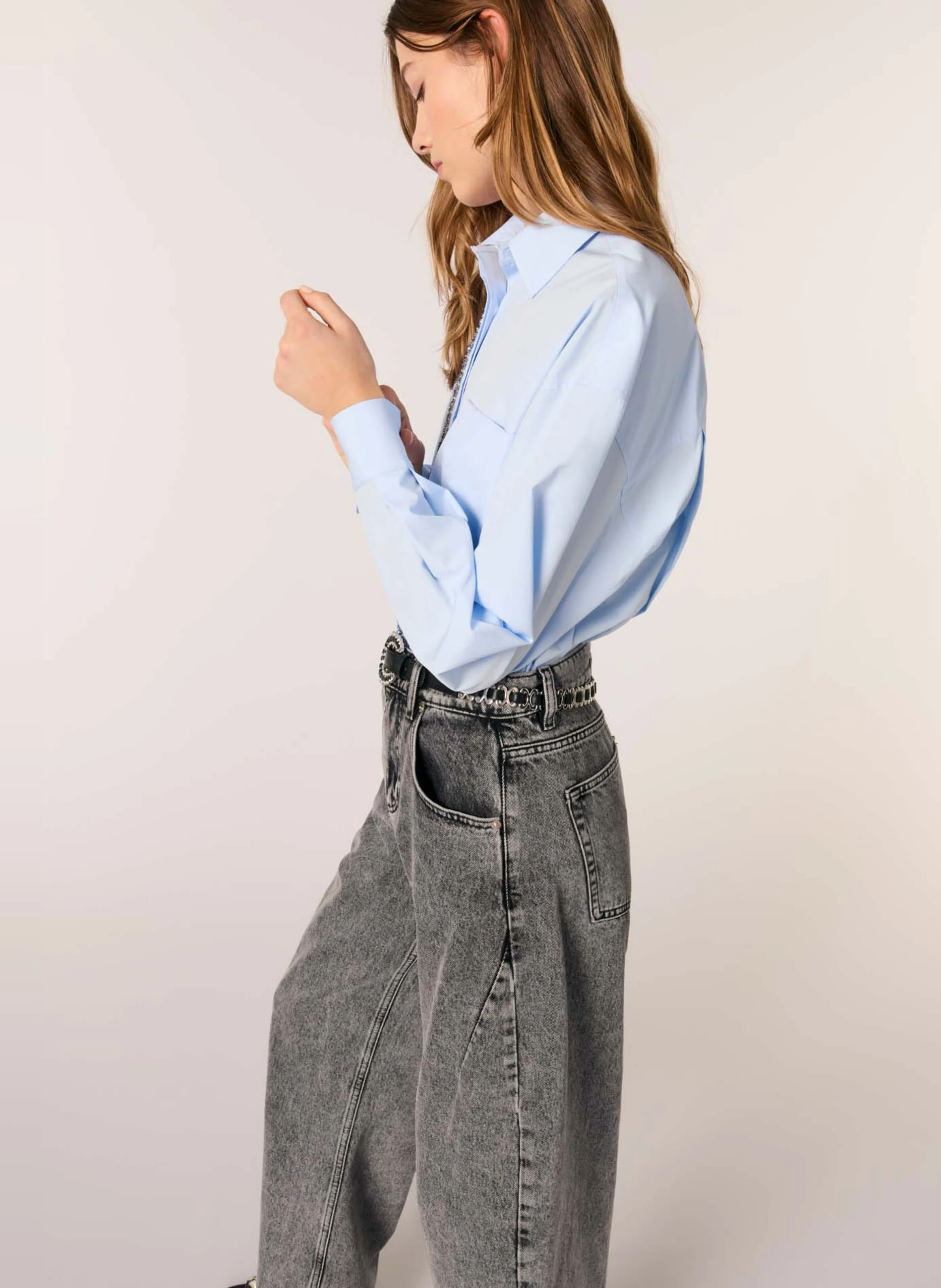 Chemise col classique en coton | Bleu