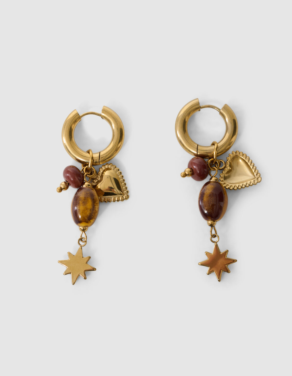 Heart Charm Oorbellen Goud