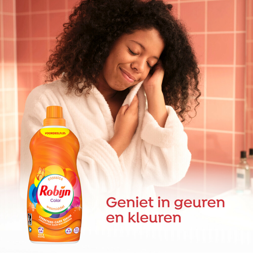 4x Robijn Klein & Krachtig Wasmiddel Color 34 Wasbeurten1,19 liter