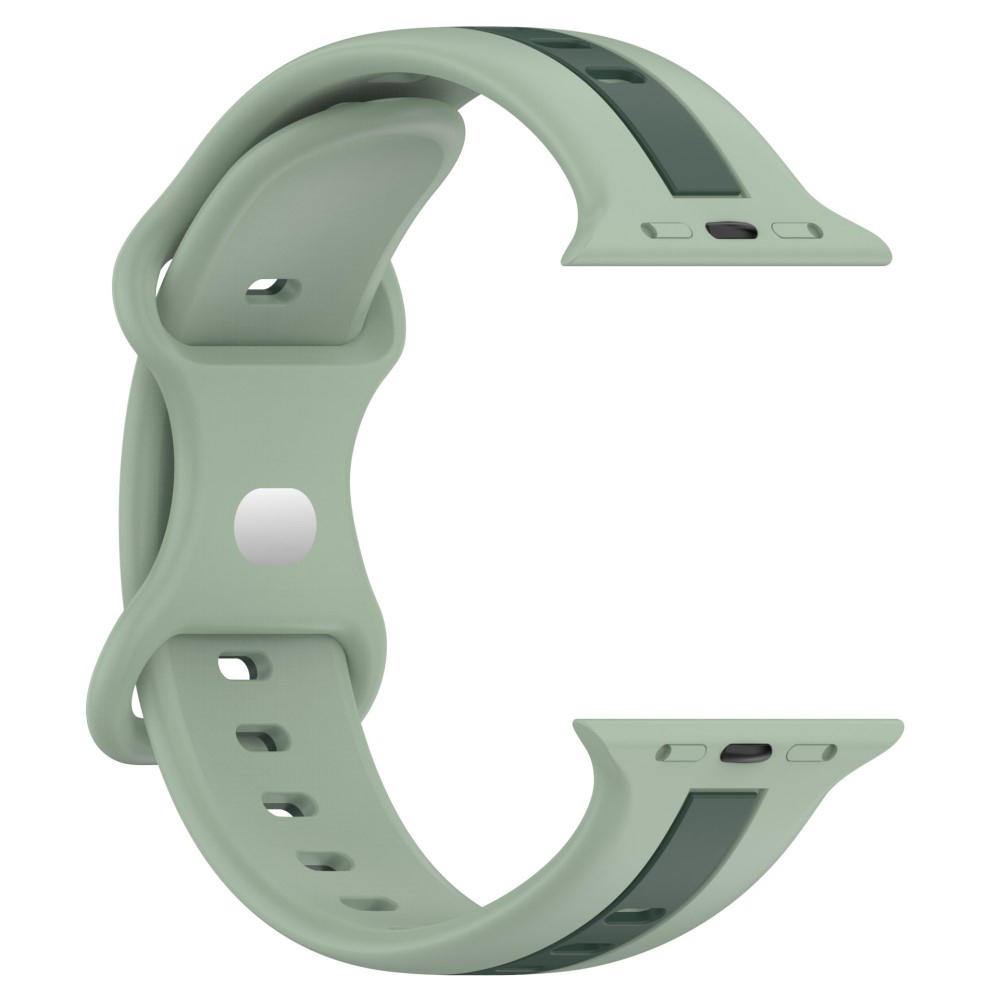 Apple Watch (49/46/45/44 mm) Silikon Armband in zweifarbigem Muster mit Butterfly-Verschluss - Hellgrün / Dunkelgrün