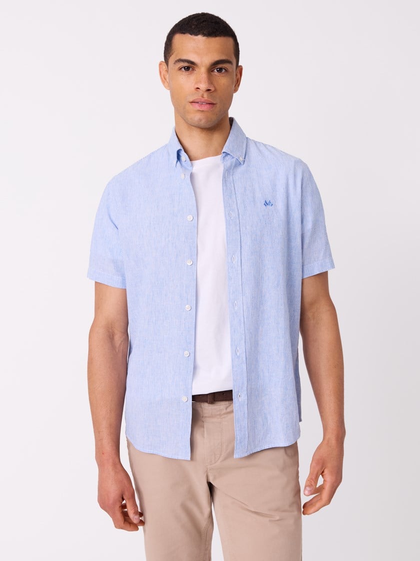 Dillon stripet linskjorte - Regular fit Nautical Blue