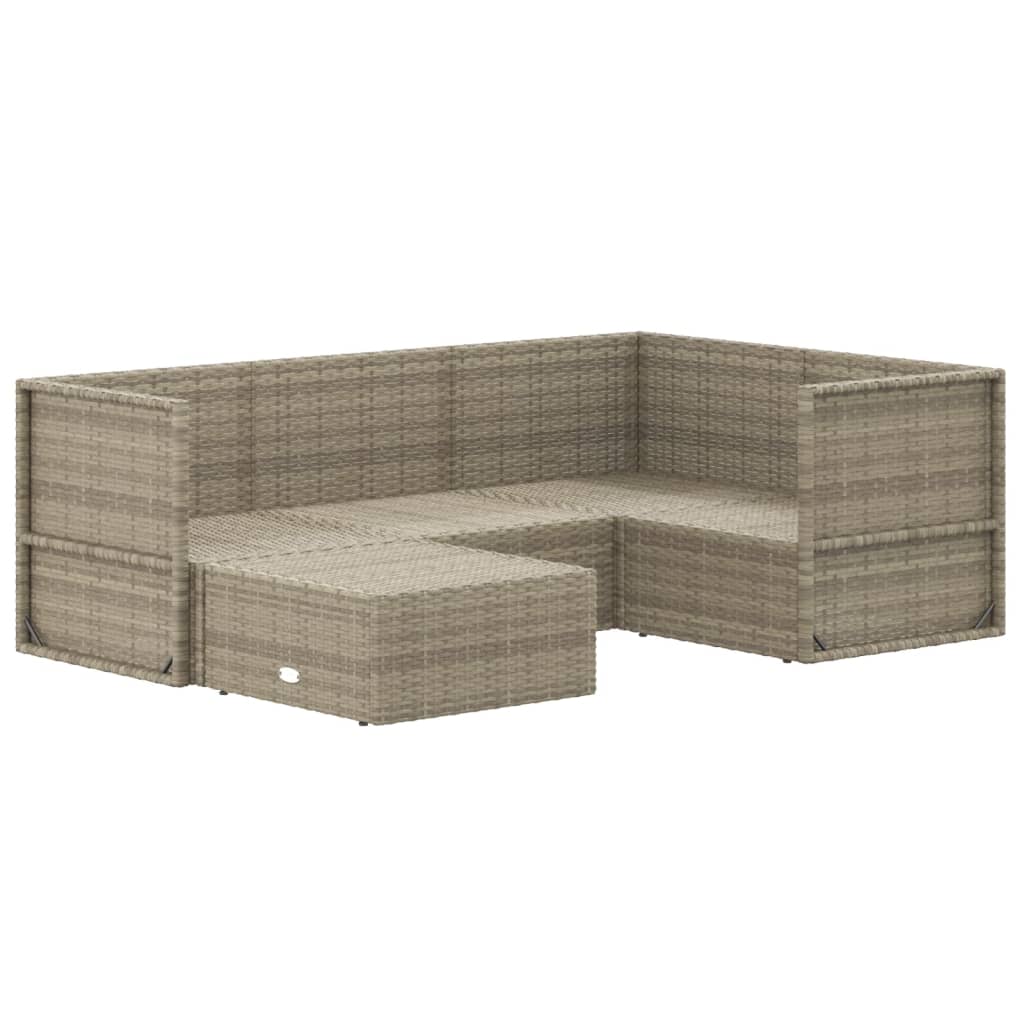 Salon de jardin meuble d'extérieur ensemble de mobilier 5 pièces avec coussins gris résine tressée