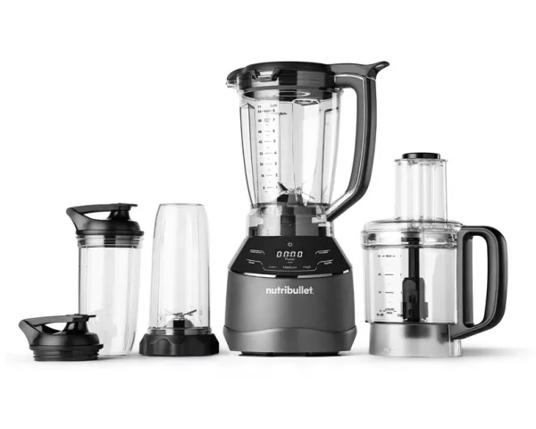 Nutribullet Triple Prep System Blender NBF580B (dark grey, 1,500 watts, 1.8 liters & food processor 1.6 liters)