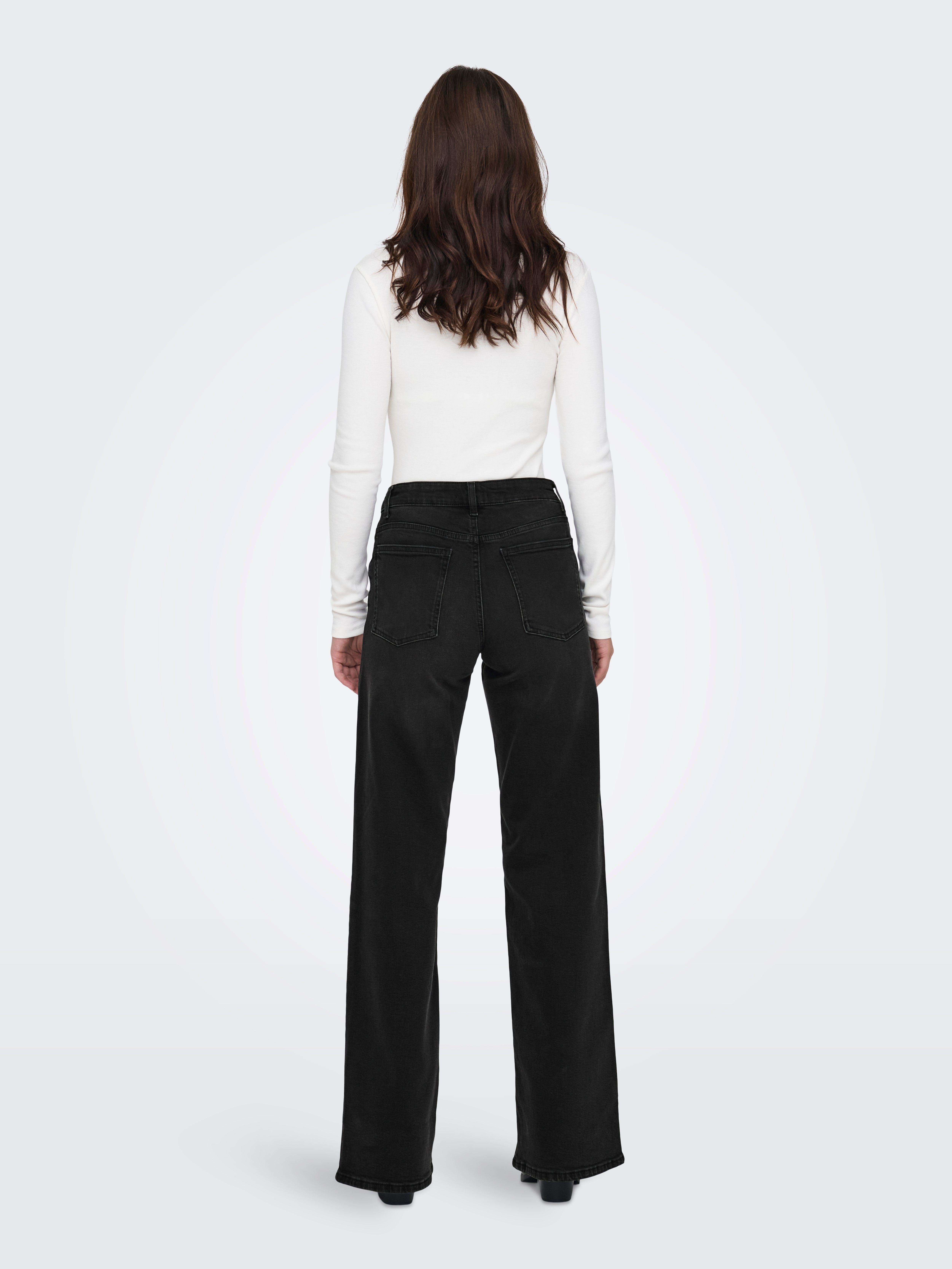 ONLCHRIS Mittlere Taille Weiter Beinschnitt Jeans Washed Black