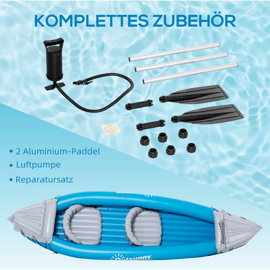 Outsunny Aufblasbares Kajak mit Pumpe und 2 Ruder bunt