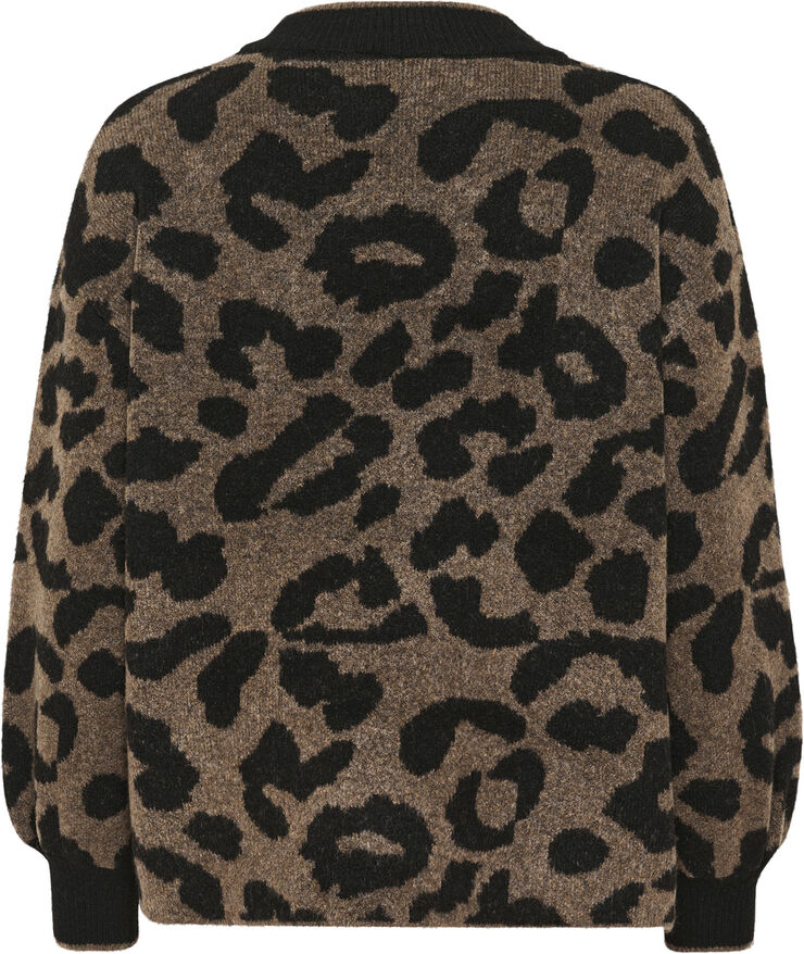 Kaffe KAwilma Knit Pullover Brown/black animal pattern