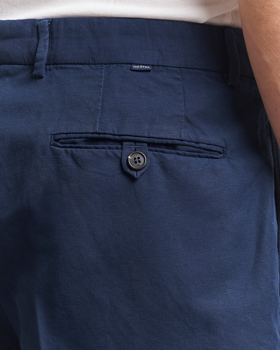 Incotex Pleated Chinolino Shorts Navy