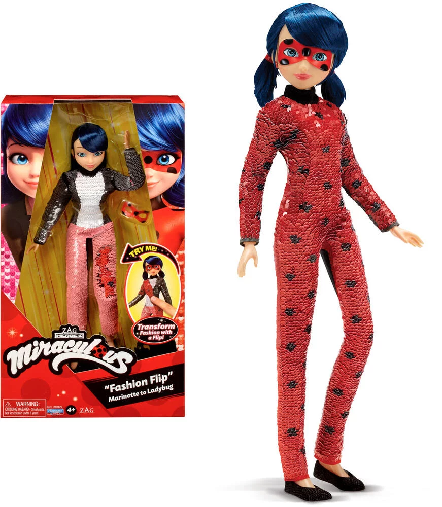 POUPÉE A SEQUINS  MIRACULOUS - MARINETTE 26 CM