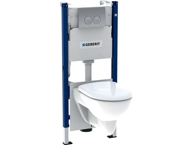 Geberit Renova sampak - hængetoilet/sæde m/indb.cist hvid/matkrom