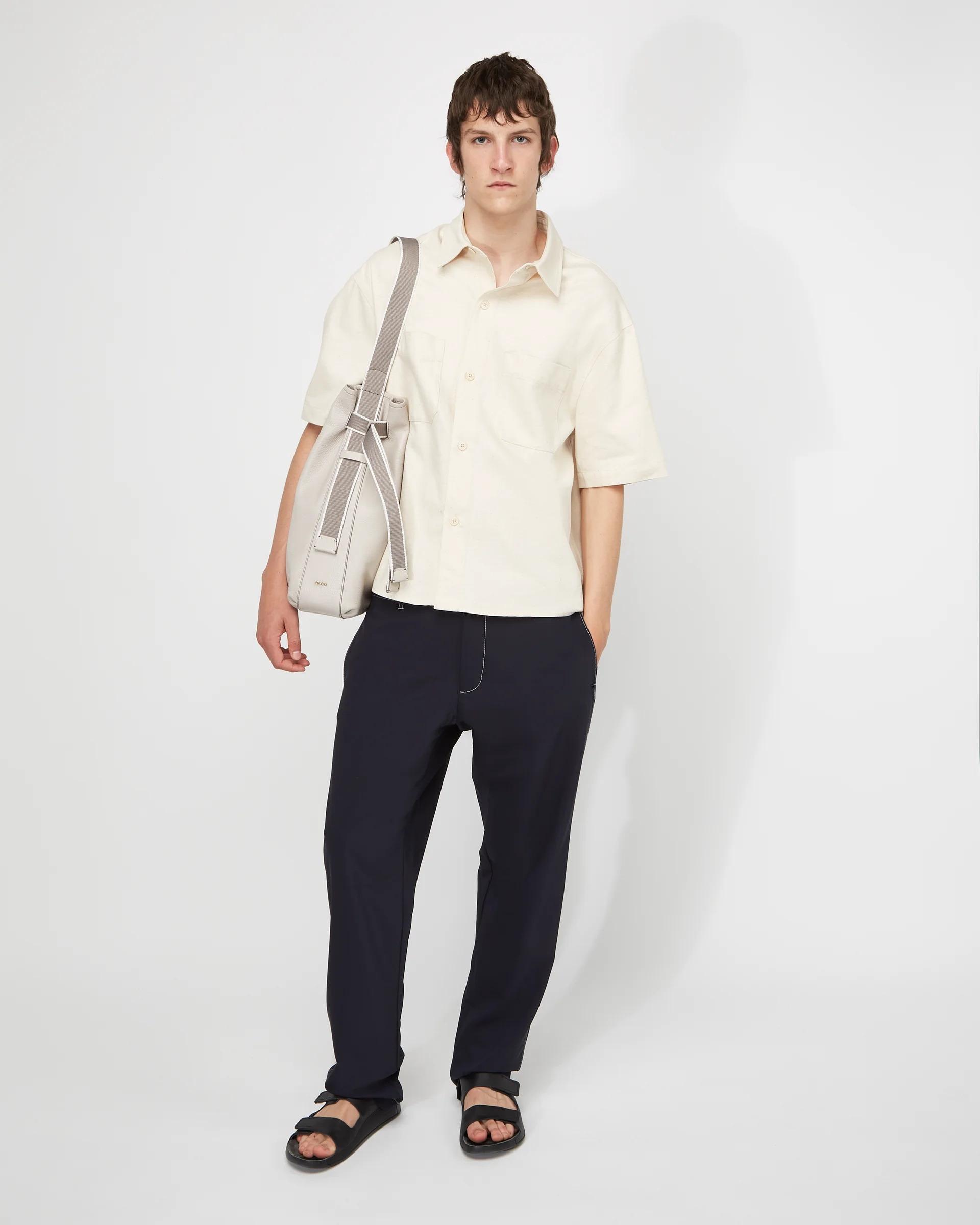 ECCO Sail Bag Hobo-Tasche aus Leder Beige 45X36X15 cm