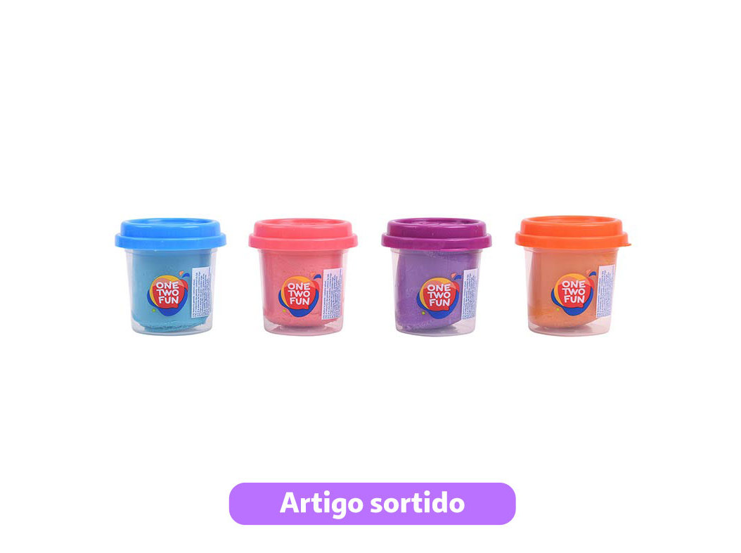 POTE DE PLASTICINA ONE TWO FUN 140G PACK 4 UNIDADES MODELOS SORTIDOS