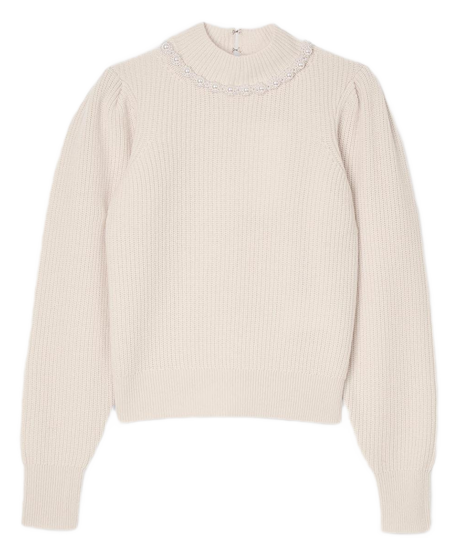 Pull col rond en laine mélangée| Blanc