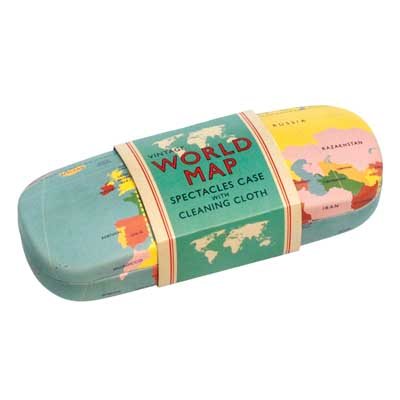 World Map glasses case with cloth