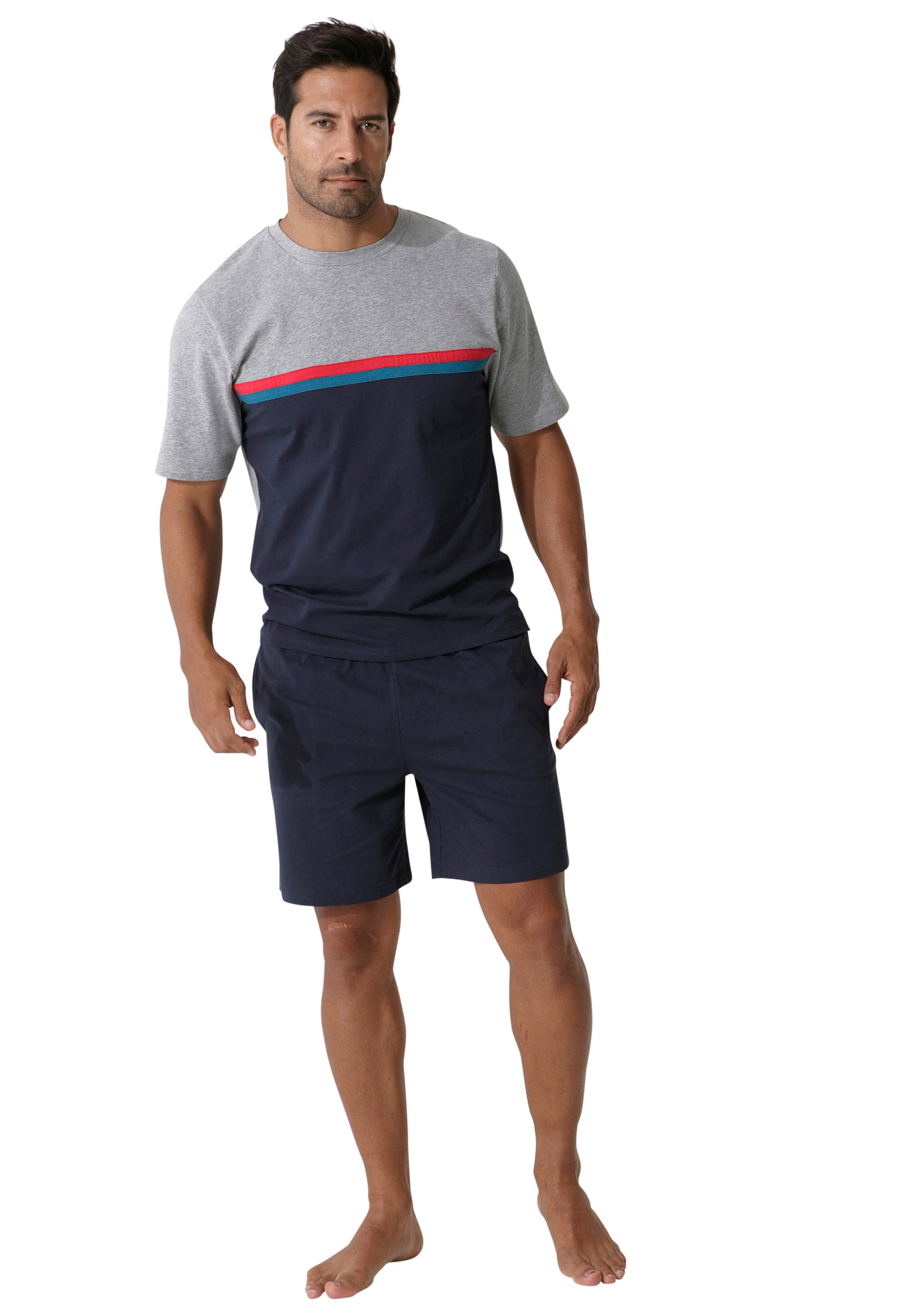 le jogger® Pyjama, 2 Stk. Schlafanzug mit Colorblock