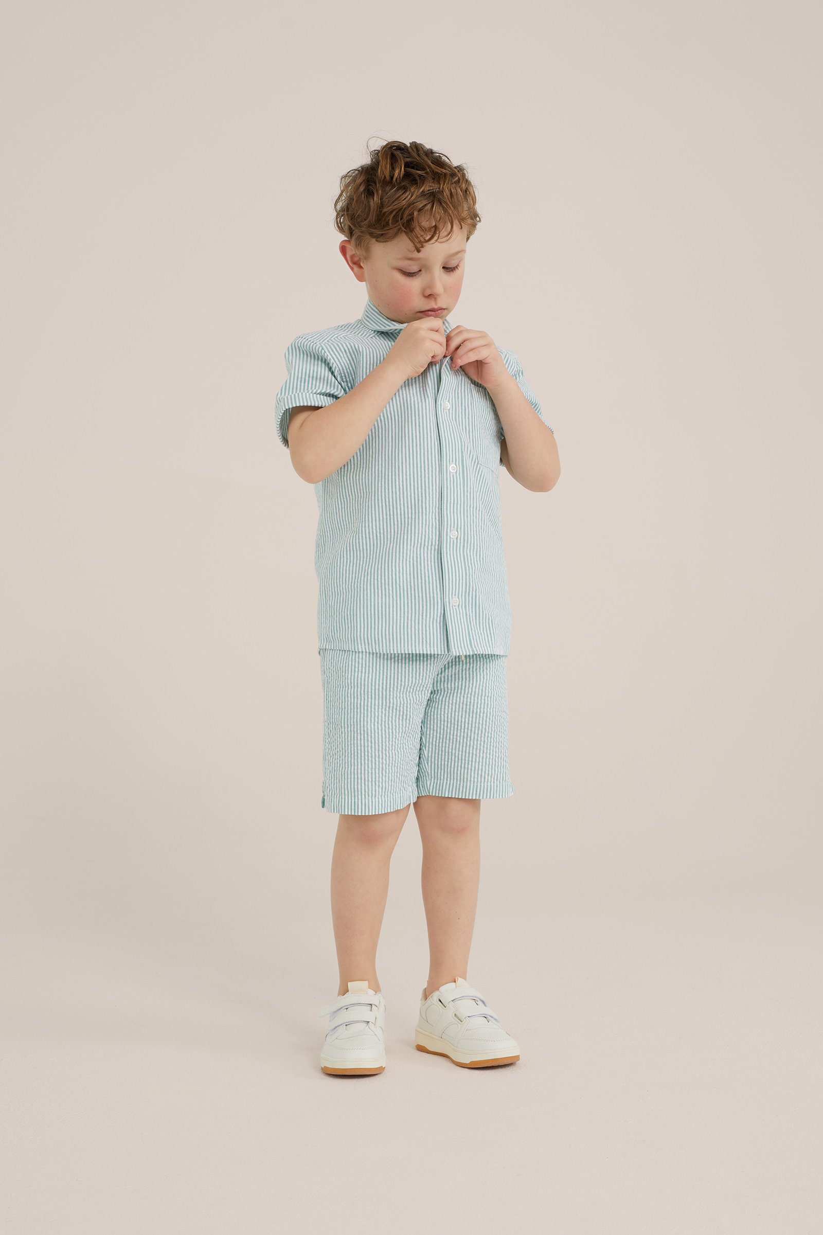 Jongens short met structuur WE Fashion Mintgroen