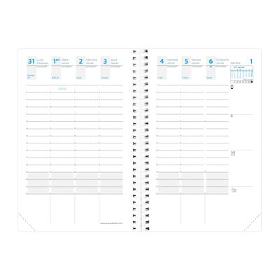 Agenda spiralé à élastique Time & Life Pocket - 1 semaine sur 2 pages - 10 x 15 cm - blanc - Quo Vadis