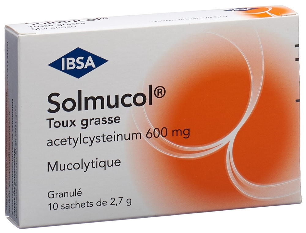 SOLMUCOL Erkältungshusten 600 mg<br>10 Stück, Beutel, Granulat zur Herstellung einer Lösung zum Einnehmen