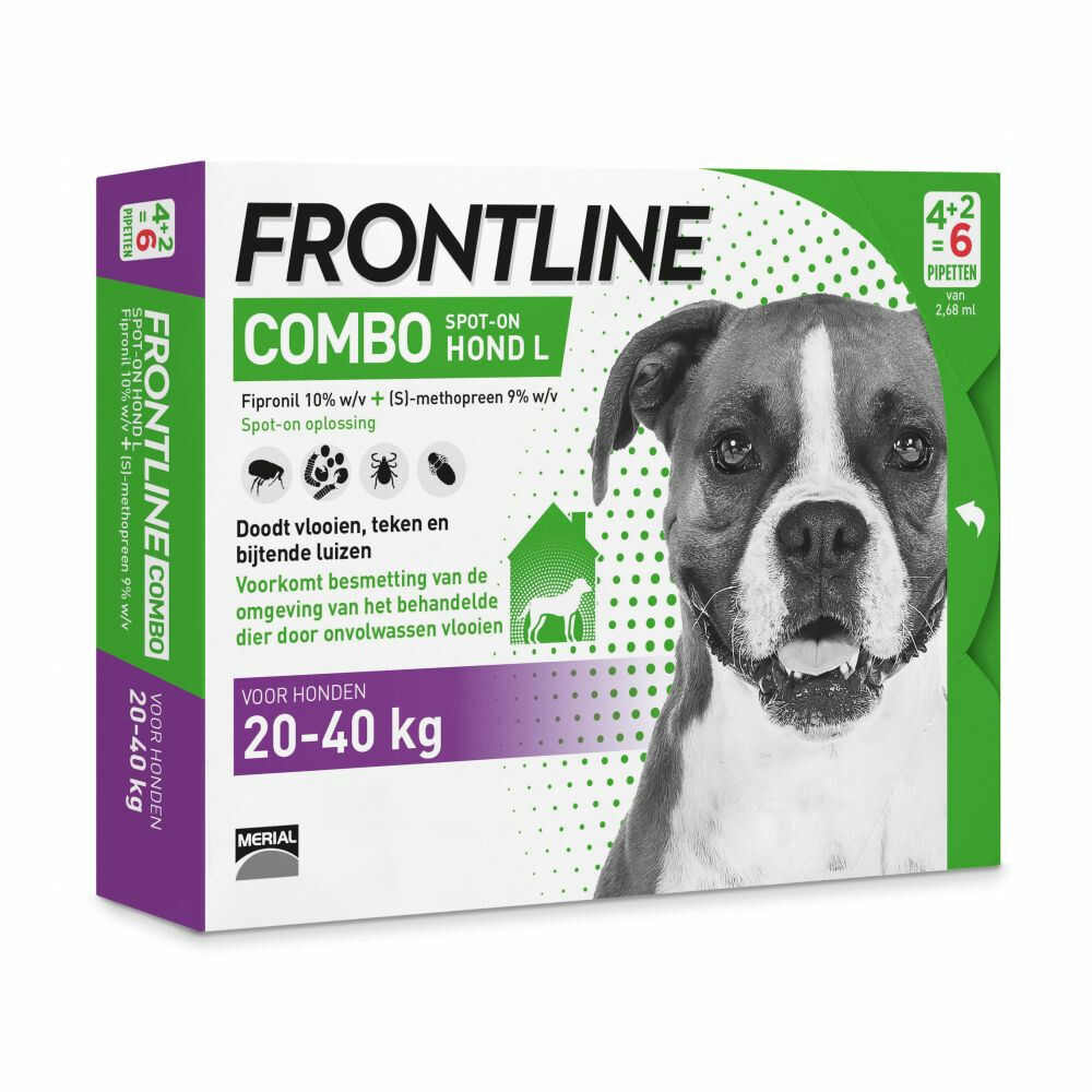 Frontline Combo Spot On Anti Vlooien en Teken Druppels Hond 20 - 40 kg6 pipetten