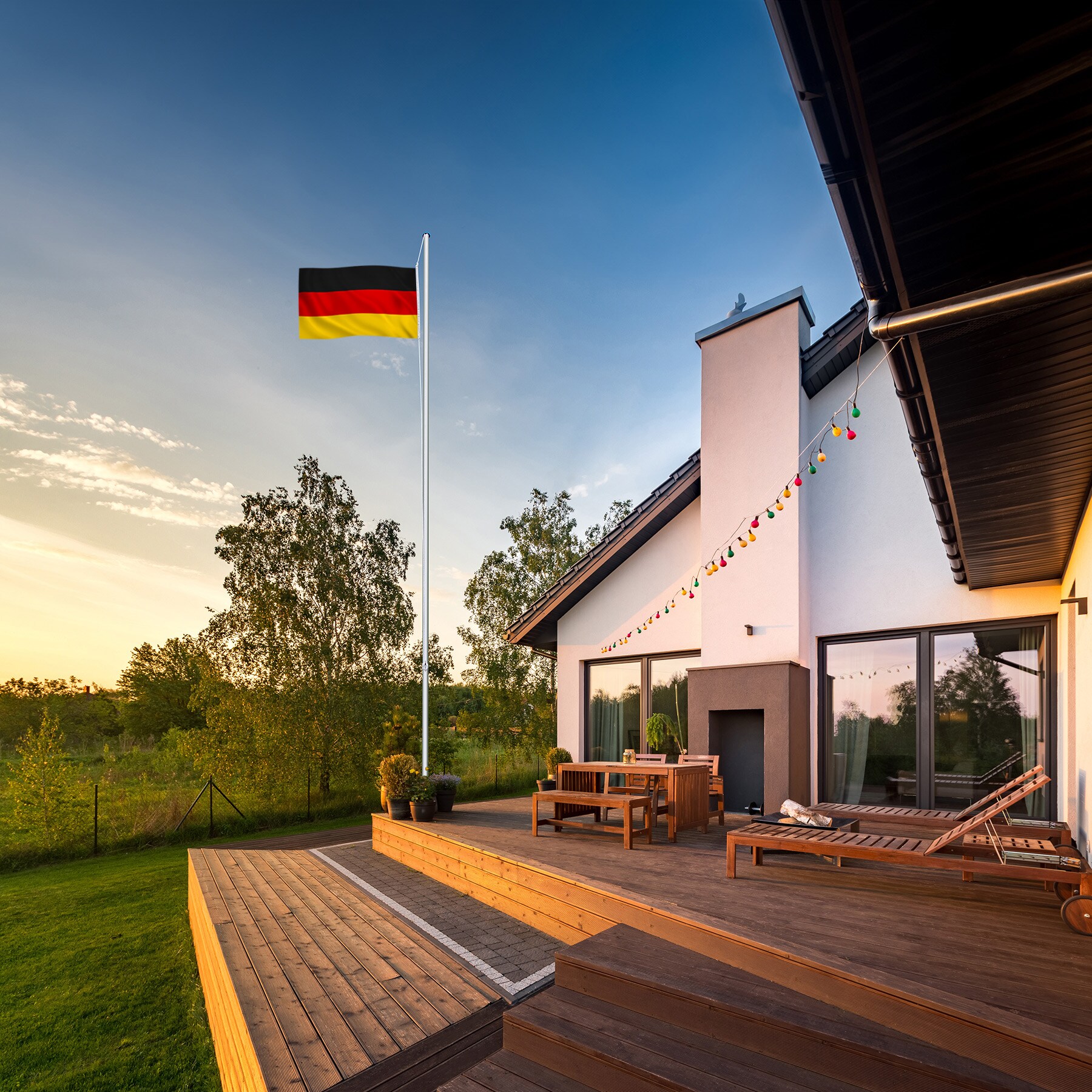 tectake® Fahnenmast, aus Aluminium, 6,25 m, inklusive Seilzug und Bodenhülse