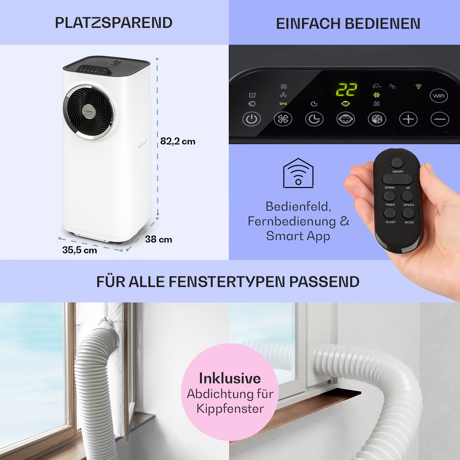 Kraftwerk Smart 10K Klimaanlage 3-in-1 10000 BTU App Fernbedienung
